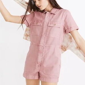 Madewell Pink Short-Sleeve Jumpsuit